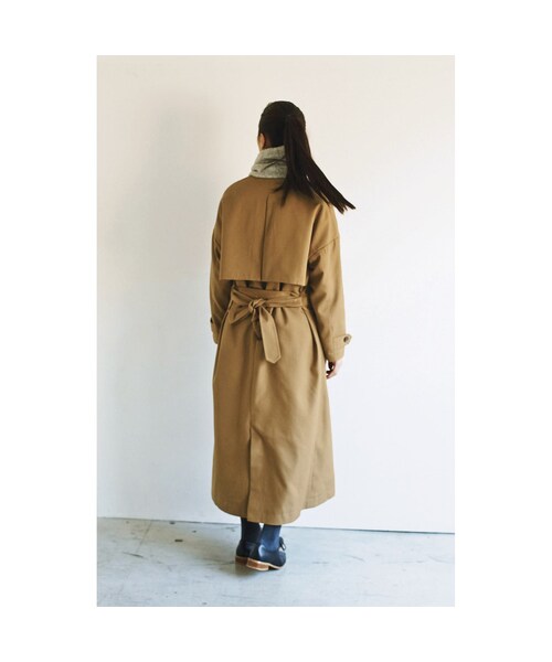 ベージュ Mサイズ トレンチコート　キャメル アニュアンス anuans ウールトレンチコート （CAMEL） -ファッション