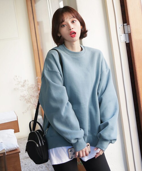 DHOLIC（ディーホリック）の「裏起毛レイヤードヘムスウェット（スウェット・レディース・ピンク/ブルー/グレー・FREE）」の3枚目の写真