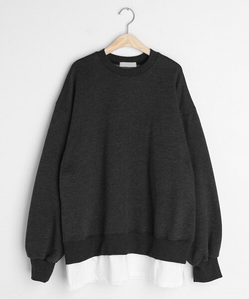 DHOLIC（ディーホリック）の「裏起毛レイヤードヘムスウェット（スウェット・レディース・ピンク/ブルー/グレー・FREE）」の2枚目の写真