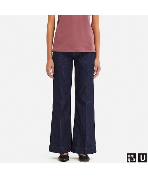 UNIQLO（ユニクロ）の「ハイライズフレアジーンズ（デニムパンツ・レディース・BLUE 62/BLUE 68/OFF WHITE 01/BLACK 09・27/22/26/25/29/28/24/23）」の4枚目の写真