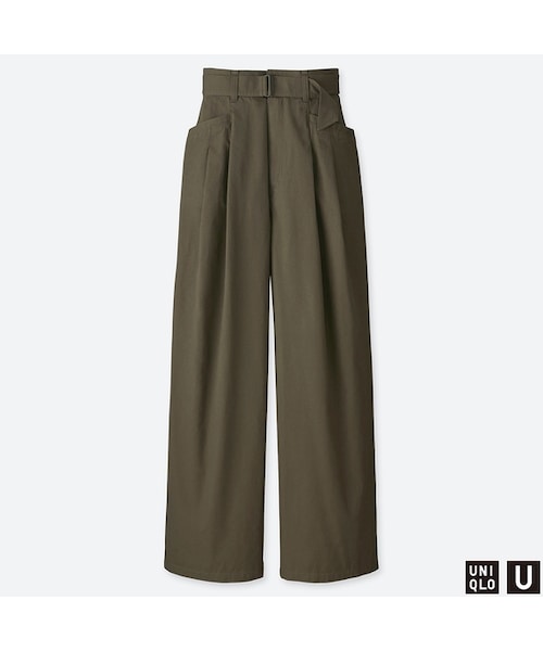 UNIQLO（ユニクロ）の「ハイウエストツータックパンツ（その他パンツ・レディース・BROWN 35/DARK GREEN 58/BROWN 34/BLACK 09・64/76/58/70/61/67/73）」の4枚目の写真