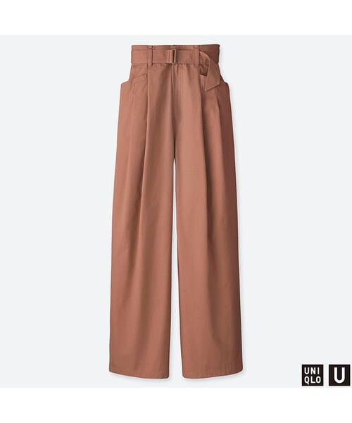 UNIQLO（ユニクロ）の「ハイウエストツータックパンツ（その他パンツ・レディース・BROWN 35/DARK GREEN 58/BROWN 34/BLACK 09・64/76/58/70/61/67/73）」の3枚目の写真