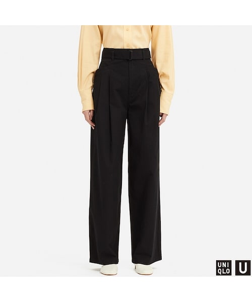 UNIQLO（ユニクロ）の「ハイウエストツータックパンツ（その他パンツ・レディース・BROWN 35/DARK GREEN 58/BROWN 34/BLACK 09・64/76/58/70/61/67/73）」の2枚目の写真