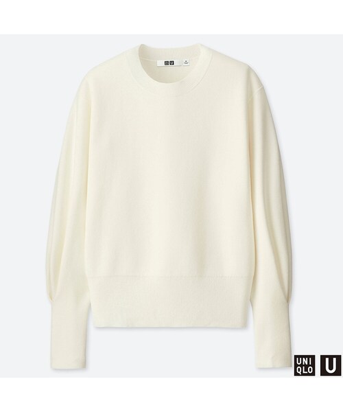 UNIQLO（ユニクロ）の「ミラノリブリラックスシルエットクルーネックセーター（長袖）（ニット/セーター・レディース・GREEN 55/BROWN 34/OFF WHITE 01/BLACK 09・XXL/S/M/XL/L）」の2枚目の写真