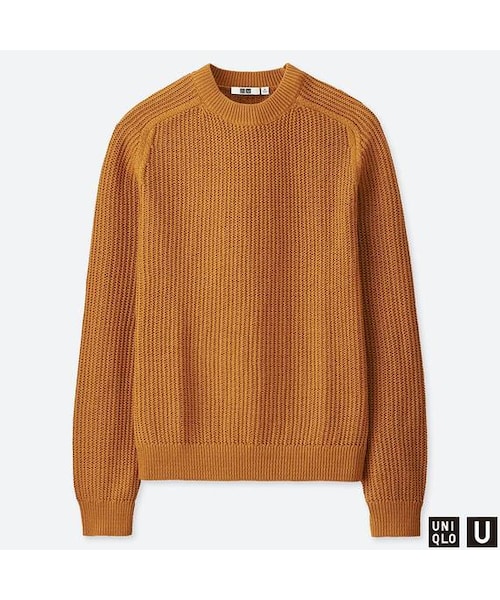 UNIQLO（ユニクロ）の「コットンクルーネックセーター（長袖）（ニット/セーター・メンズ・OFF WHITE 01/GREEN 55/NAVY 69/YELLOW 47・L/M/S/XL/XXL）」の4枚目の写真
