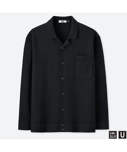UNIQLO（ユニクロ）の「コットンカシミヤニットシャツ（長袖）（ニット/セーター・メンズ・NAVY 69/PURPLE 78/BLACK 09・XL/S/M/XXL/L）」の2枚目の写真