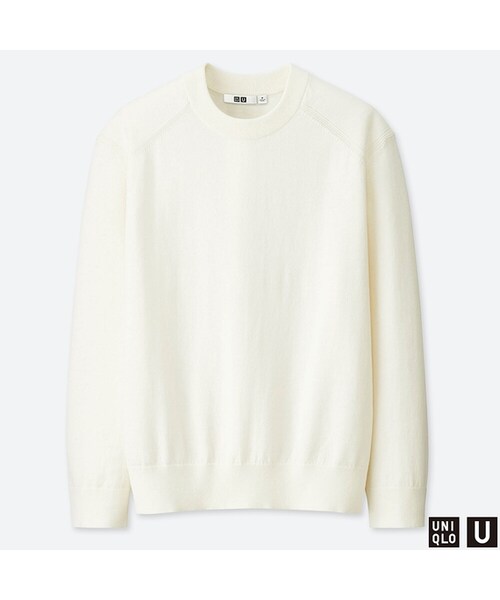 UNIQLO（ユニクロ）の「コットンカシミヤクルーネックセーター（長袖）（ニット/セーター・メンズ・BLACK 09/BLUE 67/YELLOW 47/OFF WHITE 01・S/XL/L/M/XXL）」の2枚目の写真