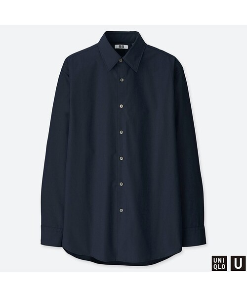 UNIQLO（ユニクロ）の「エクストラファインコットンブロードシャツ（長袖）（シャツ/ブラウス・メンズ・LIGHT GRAY 02/WHITE 00/BLUE 63/NAVY 69・L/XL/XXL/S/M）」の4枚目の写真