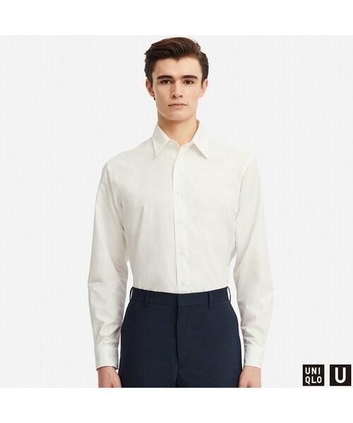 UNIQLO（ユニクロ）の「エクストラファインコットンブロードシャツ（長袖）（シャツ/ブラウス・メンズ・LIGHT GRAY 02/WHITE 00/BLUE 63/NAVY 69・L/XL/XXL/S/M）」の2枚目の写真