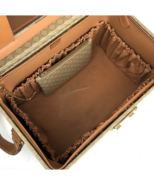 VINTAGE CELINE マカダム バニティバッグ ポーチ ゴールドジップ VINTAGE CELINE マカダム バニティバッグ ポーチ ゴールドジップ