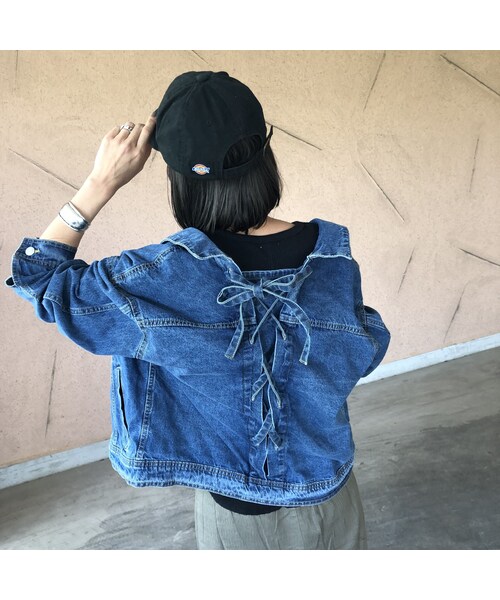 copine（コピン）の「再入荷！着るだけで抜き襟！おしゃれGジャン（デニムジャケット・レディース・その他）」の4枚目の写真