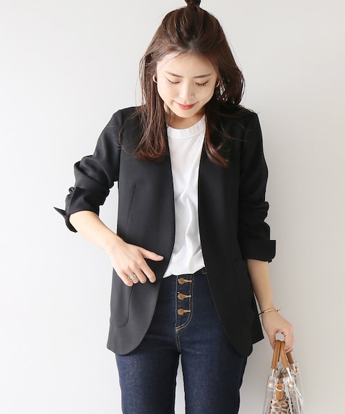 Spick & Span リネンライク カラーレスジャケット size38 定価19，800