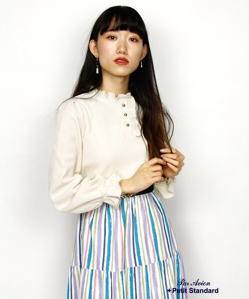 paravion（パラビオン）の「ワッフルトップス（トップス・レディース・オフ/ブルー/ベージュ・ONE）」の4枚目の写真