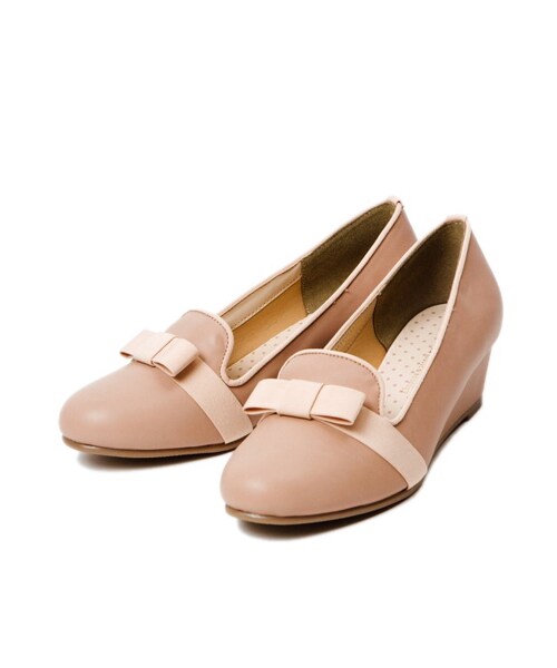 earth music&ecology（アースミュージックアンドエコロジー）の「オペラウェッジシューズ（パンプス・レディース・ピンクベージュ/ブラック/アイボリー・25cm）」の3枚目の写真