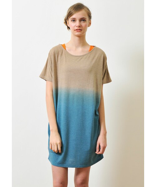 Graniph デザイン ティーシャツ ストア グラニフ の グラデーションショートスリーブワンピース ブルー ワンピース ドレス Wear