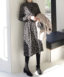 DHOLIC | フリルネックパターンワンピース(ワンピース)