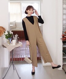 DHOLIC | Vネックワイドオールインワン(サロペット/オーバーオール)