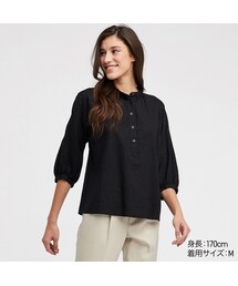 UNIQLO | リネンブレンドスタンドブラウス（7分袖）(シャツ/ブラウス)
