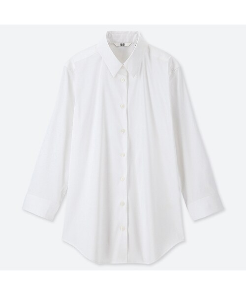 UNIQLO（ユニクロ）の「スーピマコットンストレッチシャツ（7分袖）（シャツ/ブラウス・レディース・BLACK 09/WHITE 00・XL/S/3XL/XS/XXL/M/L）」の2枚目の写真