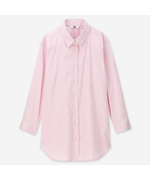 UNIQLO（ユニクロ）の「スーピマコットンストレッチストライプシャツ（7分袖）（シャツ/ブラウス・レディース・BLUE 63/NAVY 69/PINK 11・XXL/3XL/S/M/L/XL/XS）」の3枚目の写真