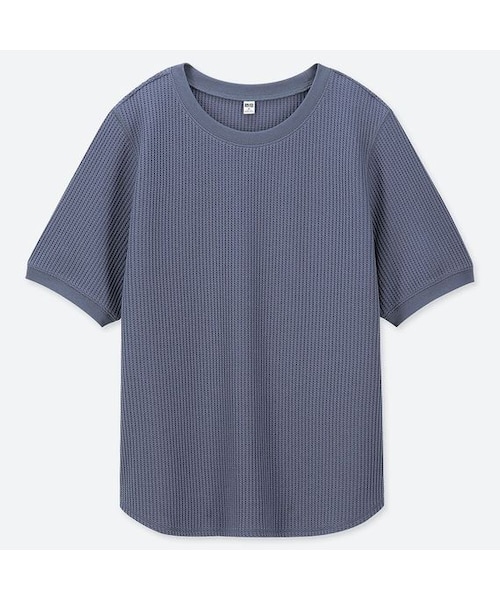 UNIQLO（ユニクロ）の「ワッフルクルーネックT（半袖）（Tシャツ/カットソー・レディース・PINK 10/OLIVE 56/GRAY 06/OFF WHITE 01/BLACK 09/BLUE 67/NAVY 69・L/S/3XL/XXL/XS/XL/M）」の6枚目の写真