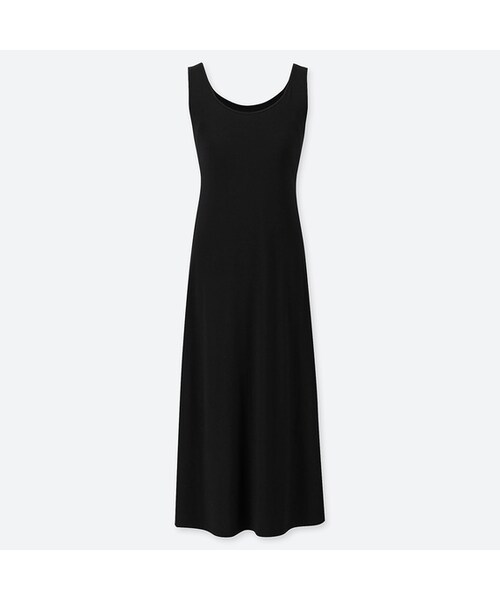 UNIQLO（ユニクロ）の「ロングブラワンピース（ノースリーブ）（ワンピース・レディース・BLUE 68/BLACK 09/RED 14/GRAY 06/OLIVE 56・XL/3XL/L/XS/M/S/XXL）」の2枚目の写真