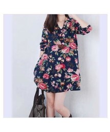 ダイアグラム　花柄ドット半袖ミニワンピース ダイアグラム 花柄ドット半袖ミニワンピース - メルカリ