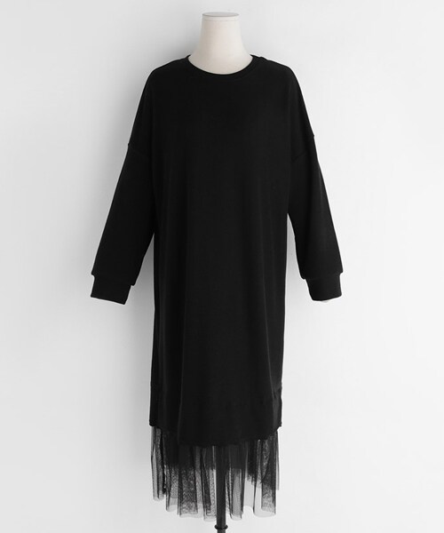 DHOLIC（ディーホリック）の「シアーヘムワンピース（ワンピース・レディース・ベージュ/ブラック/ピンク・FREE）」の2枚目の写真