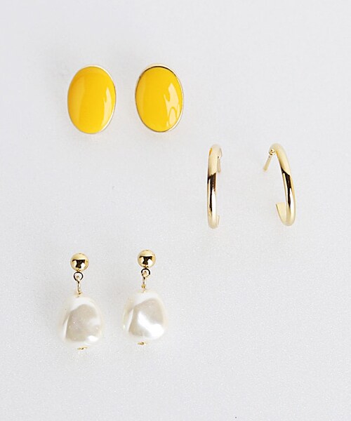 DHOLIC（ディーホリック）の「マルチモチーフピアス3SET（ピアス（両耳用）・レディース・ホワイト/グリーン/イエロー・FREE）」の3枚目の写真