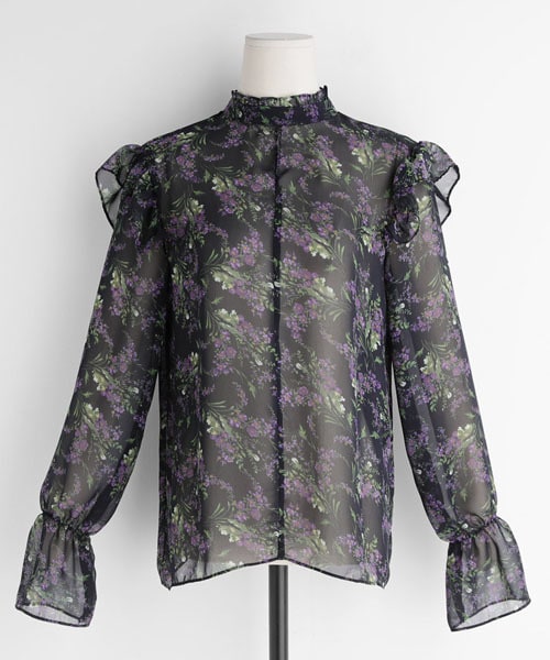 DHOLIC（ディーホリック）の「フリルフローラルシアーブラウス（シャツ/ブラウス・レディース・ホワイト/ブラック/その他・FREE）」の3枚目の写真