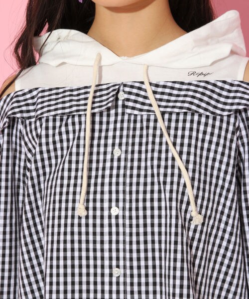 repipi armario（レピピ アルマリオ）の「カサネギフウカタアキシャツ（トップス・ギンガムチェック/ストライプ）」の7枚目の写真