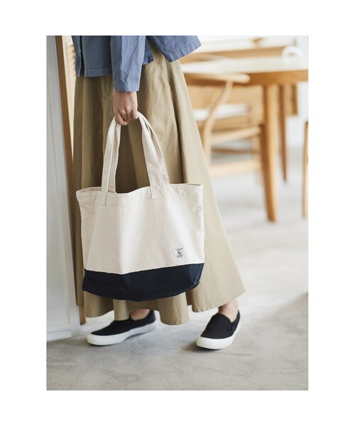 Sunny clouds(サニークラウズ)の「サニークラウズ マリンなキャンバスバッグ(バッグ・財布・靴 > バッグ > その他バッグ・レディース・ホワイト/ネイビー)」の4枚目の写真