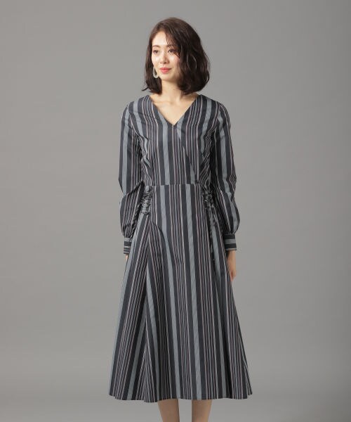 【Andemiu 】サイドレースアップワンピース/ストライプ/白 Andemiu（アンデミュウ）の「サイドレースアップワンピース（）」 - WEAR