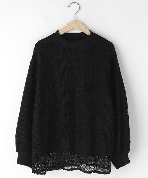 DHOLIC(ディーホリック)の「パターンレースTシャツ(シャツ/ブラウス・レディース・ホワイト/ブラック・FREE)」の2枚目の写真