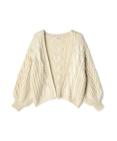 GRL（グレイル）の「ケーブルニットカーディガン（カーディガン/ボレロ・レディース・ベージュ/ブラック/アイボリー・F）」の2枚目の写真