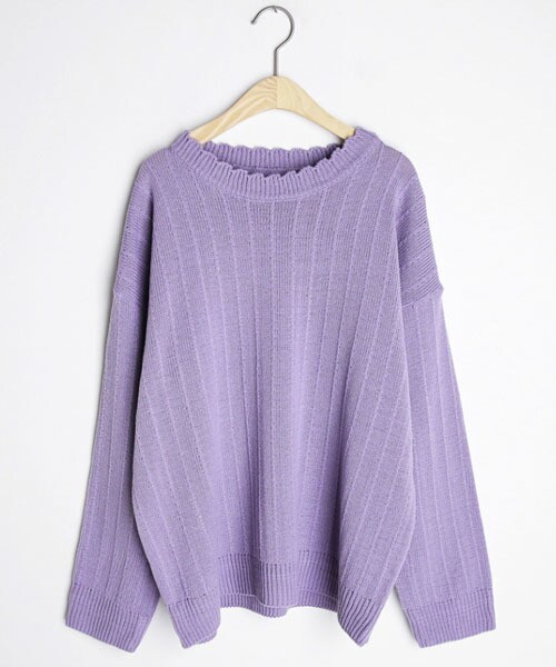 DHOLIC(ディーホリック)の「ウェーブネックルーズニット(ニット/セーター・レディース・ホワイト/ブラック/パープル/ブルー・FREE)」の4枚目の写真