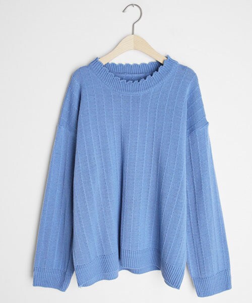 DHOLIC(ディーホリック)の「ウェーブネックルーズニット(ニット/セーター・レディース・ホワイト/ブラック/パープル/ブルー・FREE)」の3枚目の写真