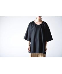 my beautiful landlet | My Beautiful Landlet ピンストライプウールアシンメトリーワイドプルオーバー black(Tシャツ/カットソー)