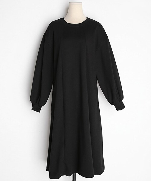 DHOLIC（ディーホリック）の「パフスリーブスウェットフレアワンピース（ワンピース・レディース・グレー/ブラック・FREE）」の2枚目の写真