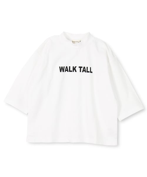 BRANSHES(ブランシェス)の「モクネックロゴ8分袖Tシャツ(Tシャツ/カットソー・キッズ・オフホワイト/ネイビーブルー/カーキグリーン・80cm~150cm)」の1枚目の写真