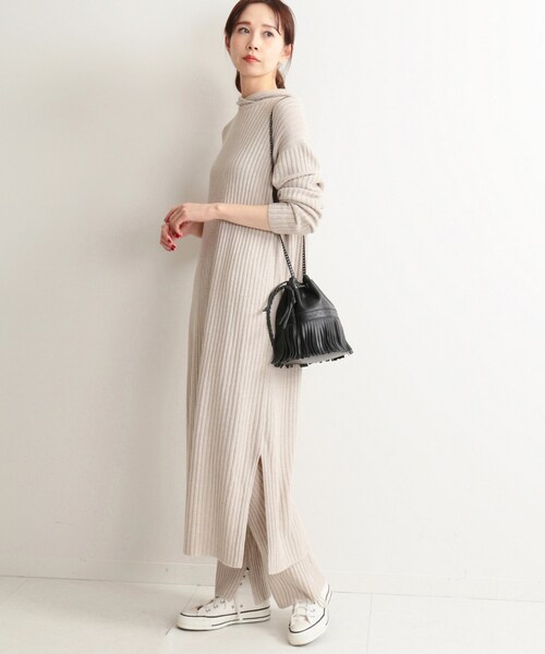 IENA（イエナ）の「イタリアヤーンフードリブロングワンピース  