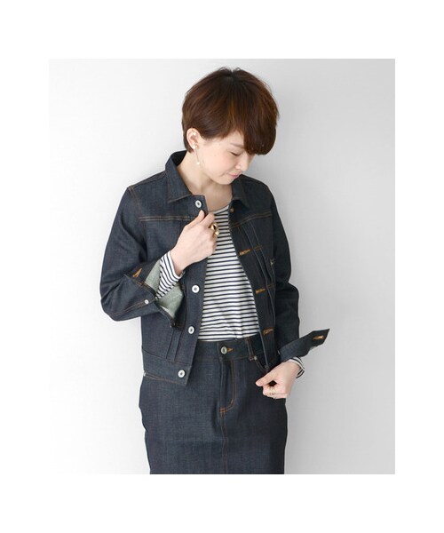 URBAN RESEARCH DOORS(アーバンリサーチドアーズ)の「リジットデニムジャケット(ジャケット/アウター・レディース・インディゴ・one)」の2枚目の写真
