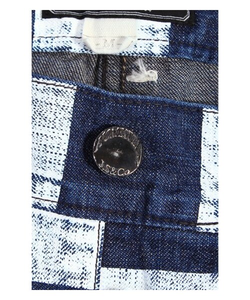 JOURNAL STANDARD J.S HOMESTEAD（ジャーナルスタンダードホームステッド）の「オリジナルプリントデニムプリズンボーダーベイカーショーツ（ショート・ハーフパンツ・メンズ・ネイビー・8/L/M/S）」の11枚目の写真