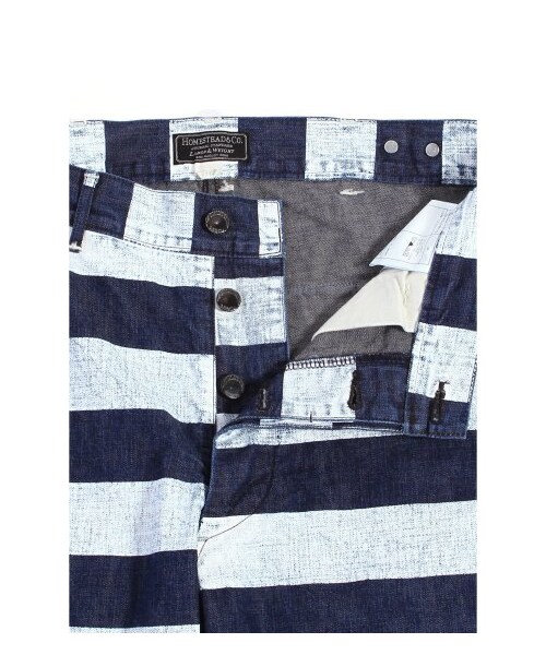 JOURNAL STANDARD J.S HOMESTEAD（ジャーナルスタンダードホームステッド）の「オリジナルプリントデニムプリズンボーダーベイカーショーツ（ショート・ハーフパンツ・メンズ・ネイビー・8/L/M/S）」の12枚目の写真