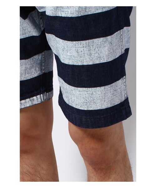 JOURNAL STANDARD J.S HOMESTEAD（ジャーナルスタンダードホームステッド）の「オリジナルプリントデニムプリズンボーダーベイカーショーツ（ショート・ハーフパンツ・メンズ・ネイビー・8/L/M/S）」の10枚目の写真