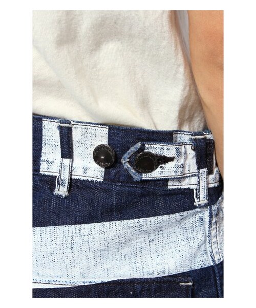 JOURNAL STANDARD J.S HOMESTEAD（ジャーナルスタンダードホームステッド）の「オリジナルプリントデニムプリズンボーダーベイカーショーツ（ショート・ハーフパンツ・メンズ・ネイビー・8/L/M/S）」の9枚目の写真