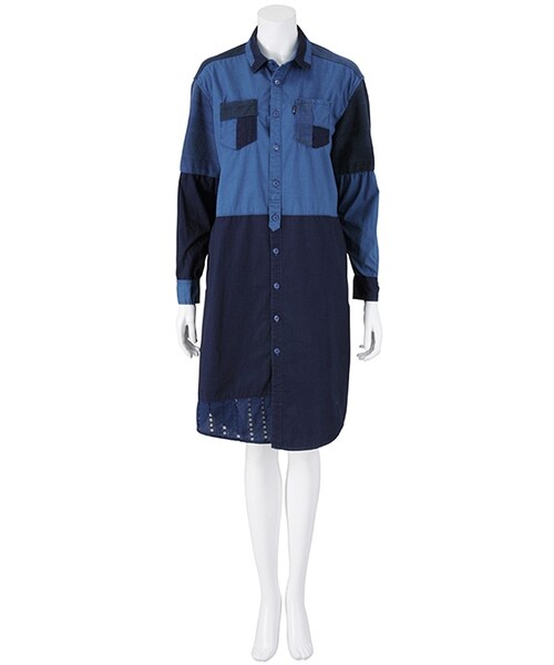 Ne-net（ネネット）の「ネ・ネット / インディゴシャツ / ワンピース（ワンピース/ドレス・レディース・blue(12)/navy(13)・02）」の2枚目の写真