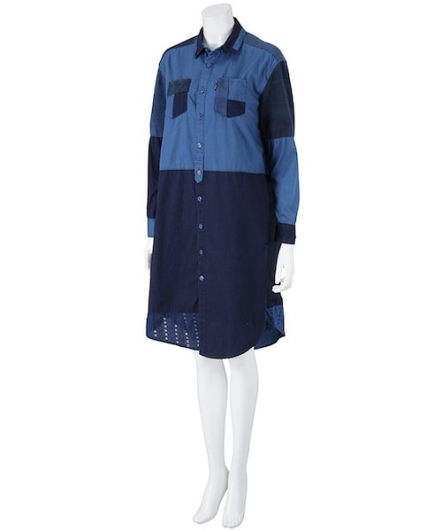 Ne-net（ネネット）の「ネ・ネット / インディゴシャツ / ワンピース（ワンピース/ドレス・レディース・blue(12)/navy(13)・02）」の6枚目の写真