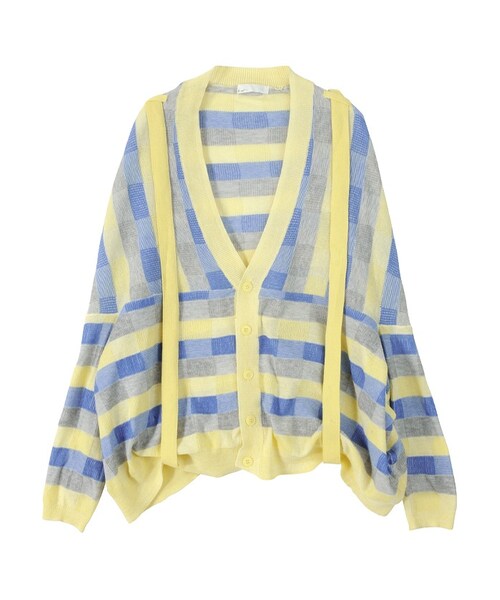 Ne-net（ネネット）の「ネ・ネット / (P)ブロックチェックニット / カーディガン（トップス・レディース・yellow(06)/green(10)・02）」の8枚目の写真