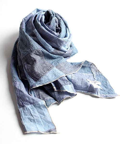 Engineered Garments（エンジニアードガーメンツ）の「Scarf (Chambray Patchwork)（ファッション雑貨・メンズ・ブルー・ONE SIZE）」の3枚目の写真